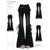 Женские джинсы клеш с высокой талией, джинсы bootcut из эластичного денима, однотонные черные, повседневные