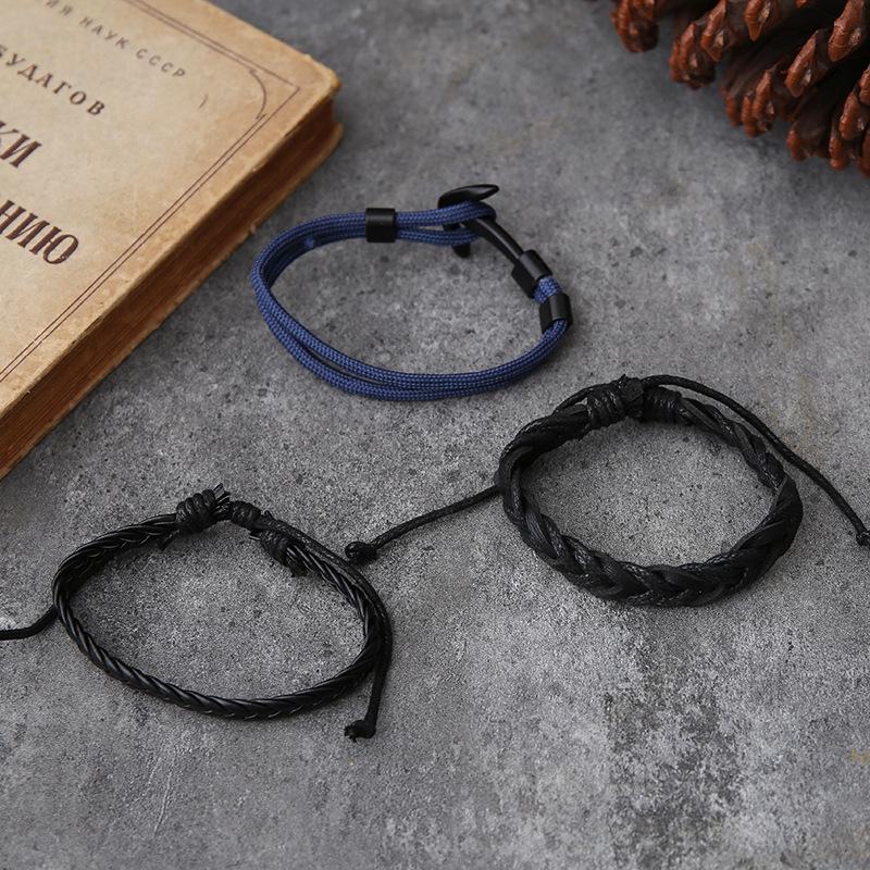 Винтажный европейско-американский плетеный кожаный мужской браслет-штурвал, сделай сам