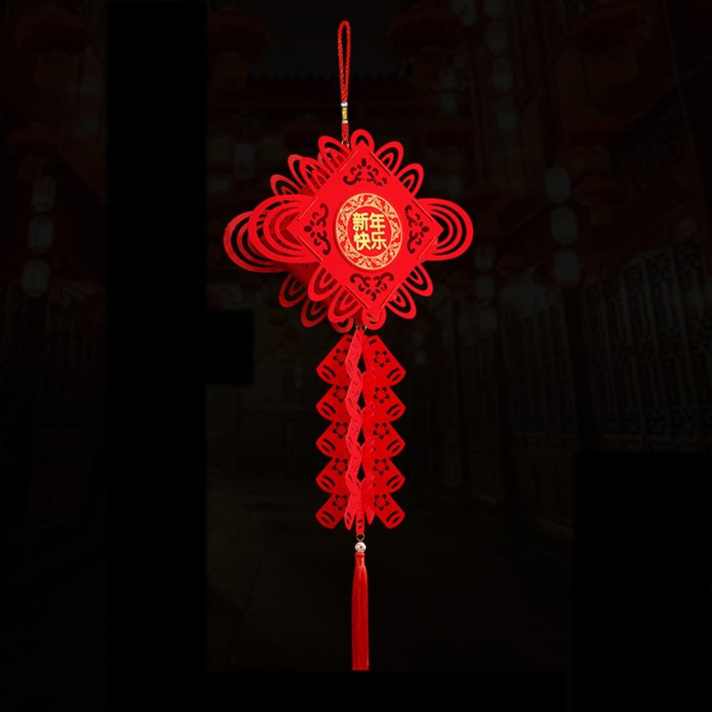 DIY Felt Red Lantern 3D Chinese Red Lantern Decorative FU Character Lantern New Year