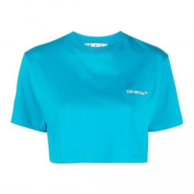 Женская/Девичья укороченная футболка Off White Helvetica