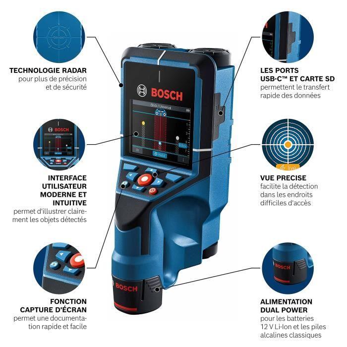 Détecteur mural BOSCH Professional D-tect 200 C 12V - Radar 200 mm, ± 5 mm - L-BOXX - Sans batterie ni chargeur