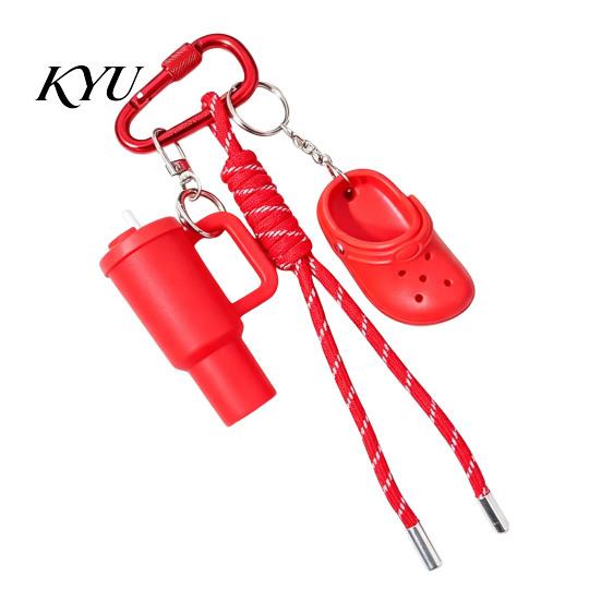 Bag Charm Accessory Mini Tumbler Keychain with Shoe Charm, Pendant Decorative Hanging Braided Rope, Decor for Purse Handbag Backpacks Decoration