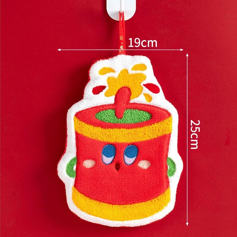 Coral Fleece Hand Towel Creative Spring Festival Hongbao Lucky Bag Thick Hand Towel Hanging Kitchen Bathroom Towel Small Gift
