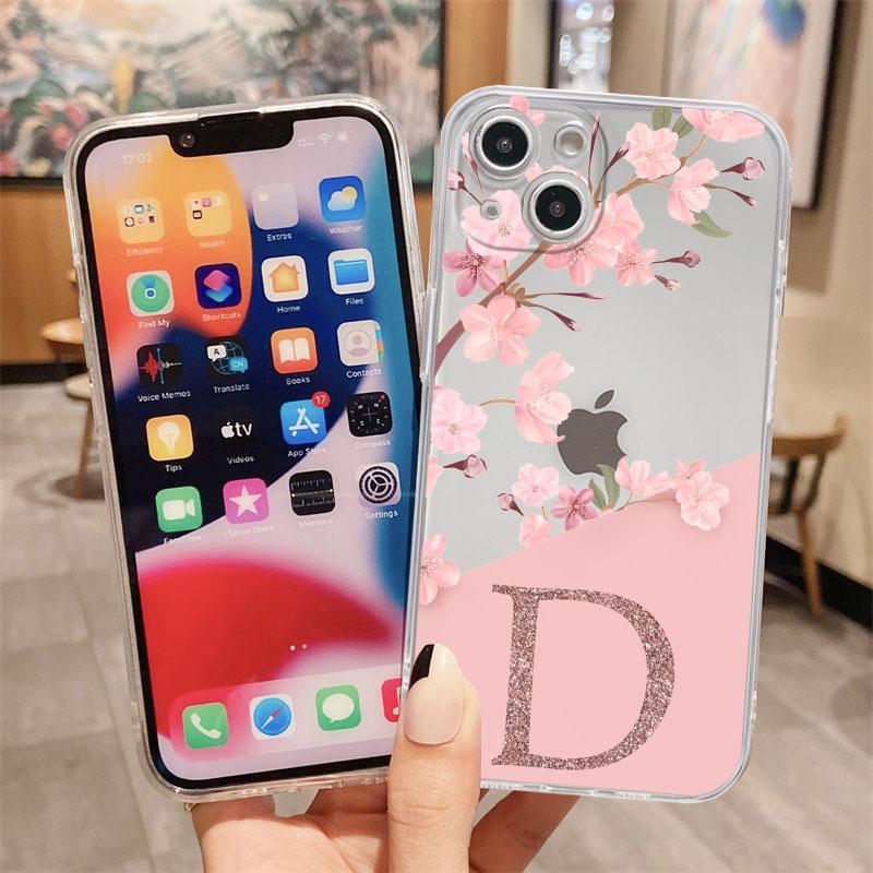 Розовый модный прозрачный чехол с цветочным принтом и надписью для Apple iPhone 14 11 13 12 Pro 7 8 Plus XR X XS Max 6 6S, силиконовый чехол для телефона