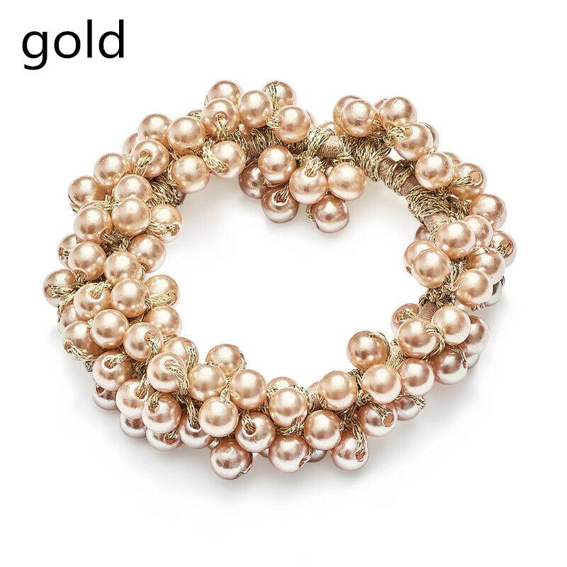 4 цвета, элегантные резинки для волос для женщин и девочек, держатель для хвоста, жемчужные бусины, резиновая веревка, эластичные завязки, аксессуары для волос, резинки для волос с жемчугом