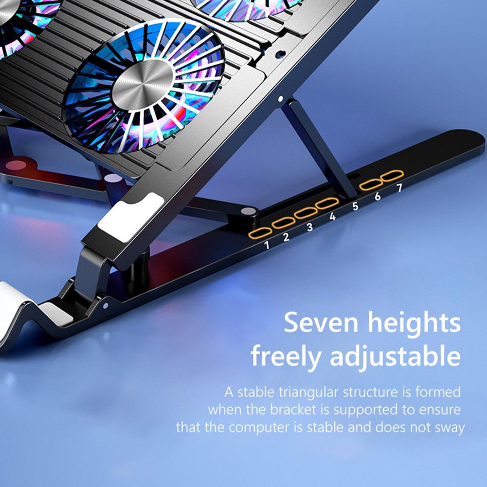 Охлаждающая подставка для ноутбука с 2/4 вентиляторами, бесшумная игровая подставка для ноутбука, подставка с 7 регулируемыми по высоте портативными держателями для ноутбуков 11-18 дюймов