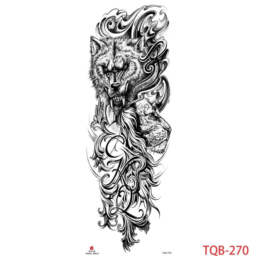 1 PC 480*170MM Large Temporary Tattoos Sleeve for Men Women Full Arm Selleve Tattoos Temporary Realistic Fake Wolf Tiger Lion Tattoo