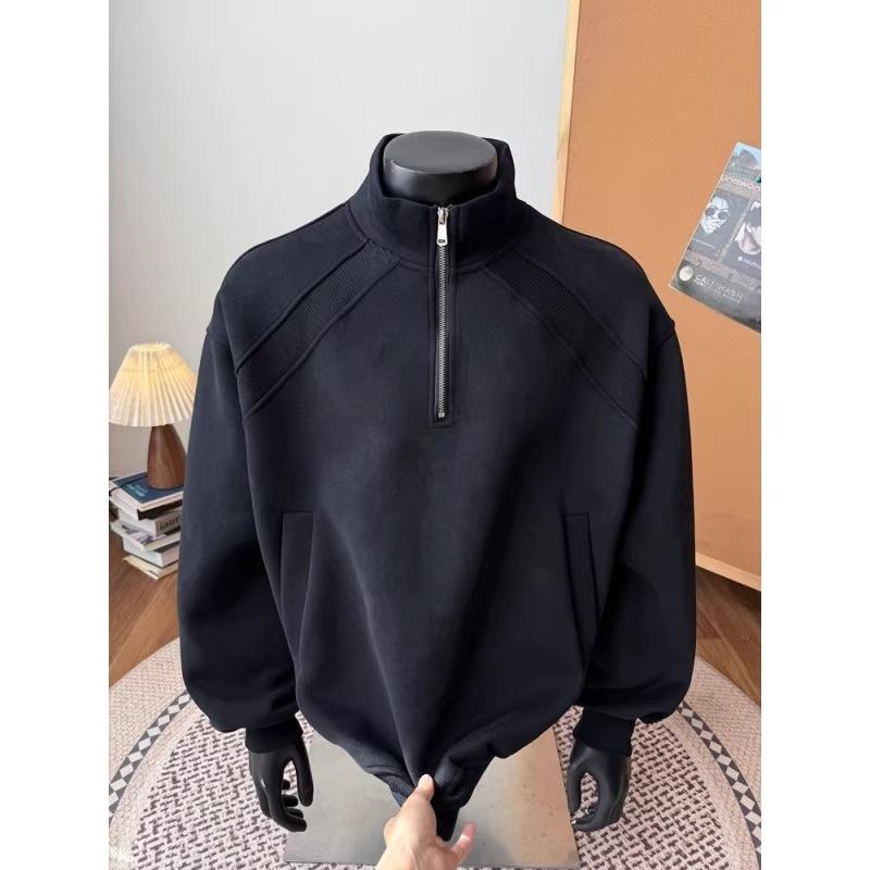 Vintage half-zipper pullover sweater men's and women's autumn loose couple versatile casual versatile student tide top