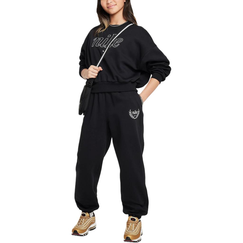 Nike Спортивная одежда Клуб Легкие Эластичные Вышитый Логотип Теплые Флисовые Брюки Детские Брюки Черный Белый FZ5571-010