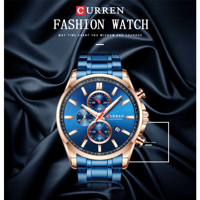 CURREN New Top Men's Watches Six -pin Quartz Watch Steel Belt Business Casual Watch