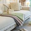 New Chenille Lace Edge Sofa Cover Four Seasons Universal Couch Cushion French Retro L-shaped Sofa Cover Anti Slip Couch Mat