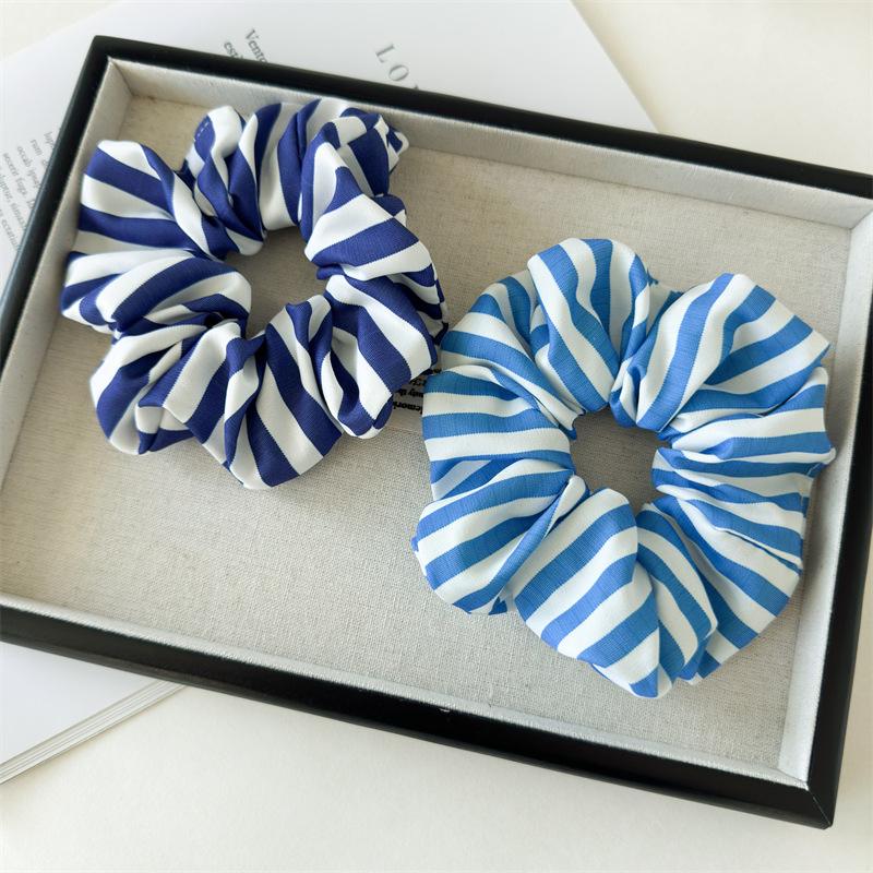 New Korean Striped Headband Trendy Simple Elastic Hair Band Blue Color Style Hair Loop For Women Hair Accessories Girls Ponytail Tie