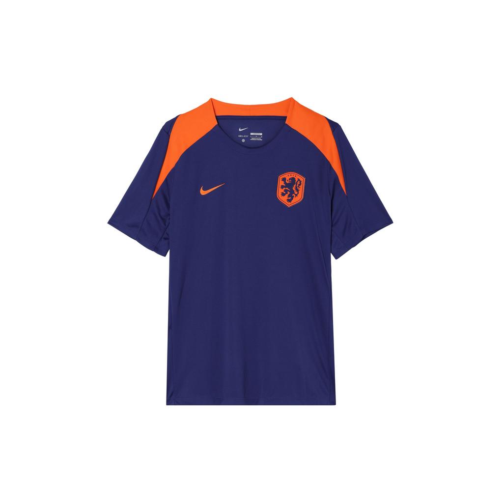 Nike Netherlands Strike Soft Comfortable Moisture Wicking Retro Jersey Knitted Short Sleeve Football Shirt Men Tops Deep-Navy Safety FJ2925-455