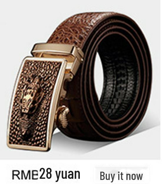 Men's Genuine Leather Crocodile Pattern Automatic Buckle Belt