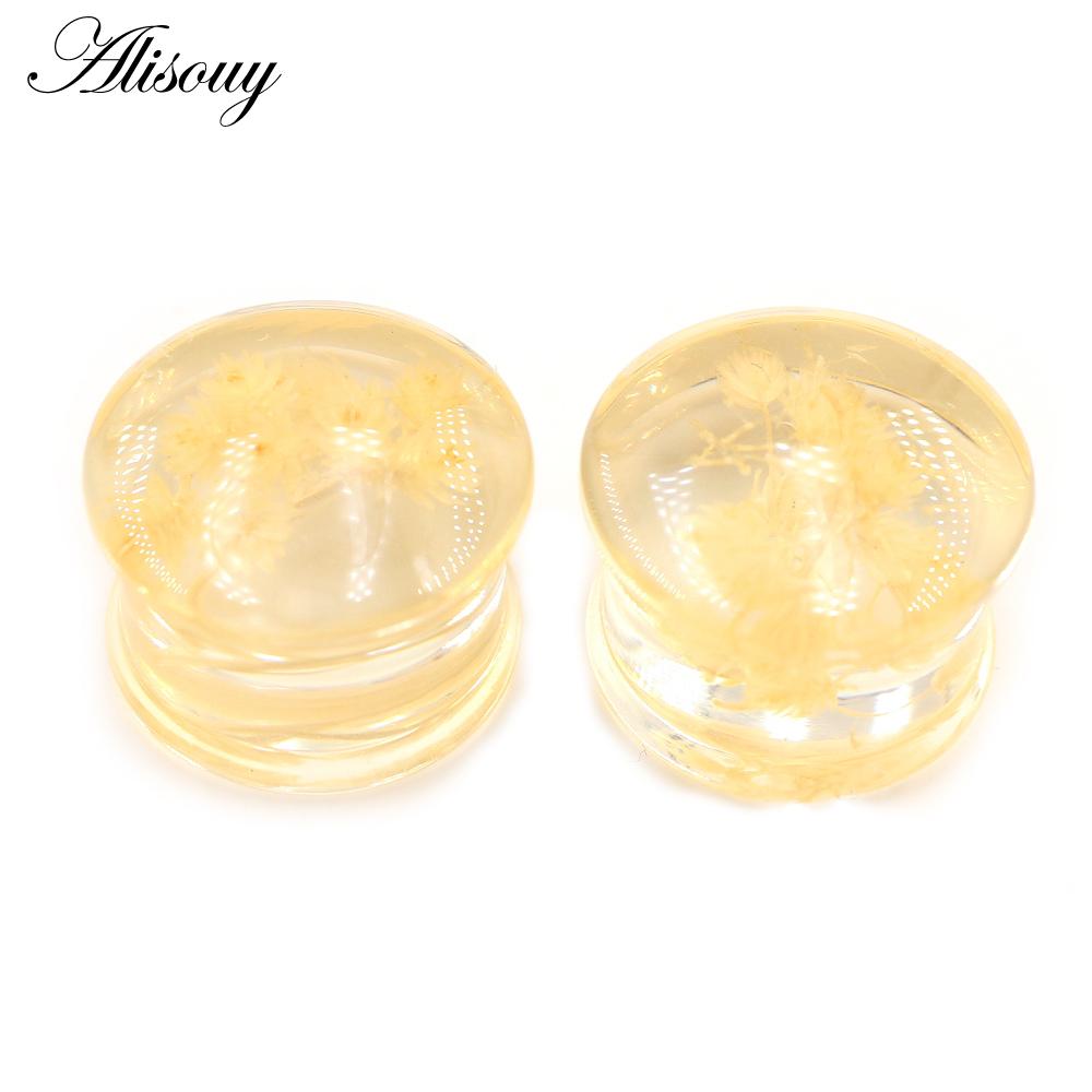 Alisouy 2 шт. прозрачный акриловый цветок лист одуванчик снежинка ушные манометры туннельная пробка носилки расширитель пирсинг украшения для тела