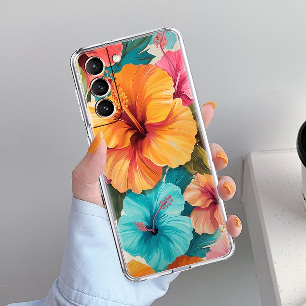 Чехол для телефона Samsung Galaxy S26 S25 S24 S23 S22 Ultra S20 S21 FE 5G Plus Мягкий прозрачный чехол Летний разноцветный цветок