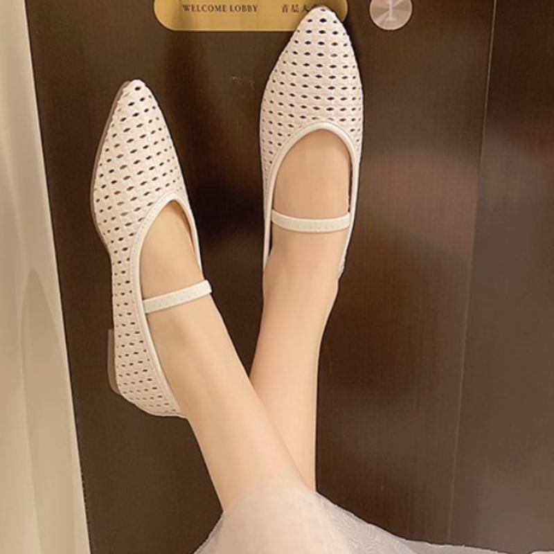 Модные туфли-лодочки с ремешком и пряжкой, женские, новая коллекция 2025, женская обувь с мелким вырезом, дышащие сетчатые женские туфли-лодочки