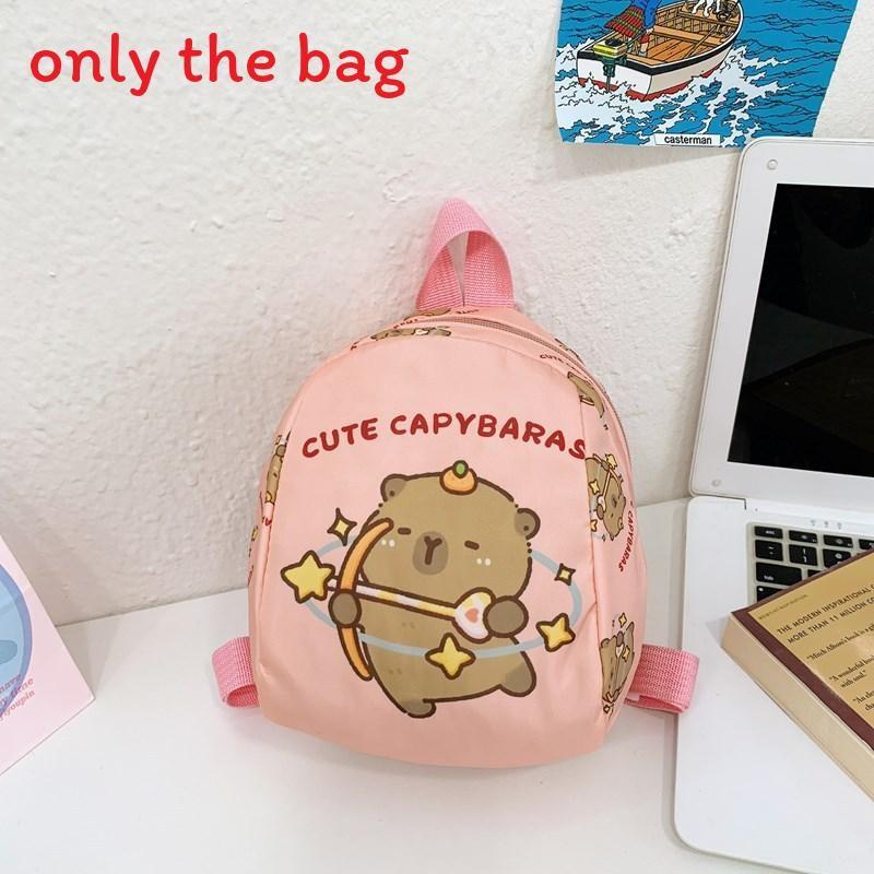Capybara Drinking Milk Tea Burger Toast Cake Cartoon Pattern Kid Backpack For Preschool Boys And Girls