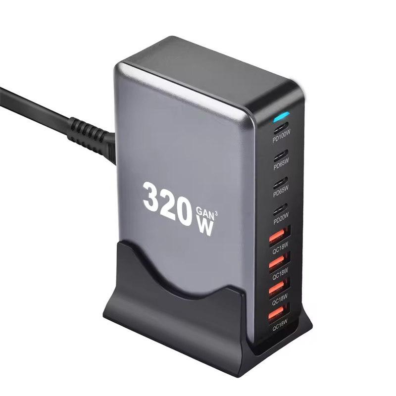 320 Вт GaN зарядное устройство USB C Fast Desktop 8-портовое USB Type C PD зарядное устройство Fast Charge 3.0 USB Type C Fast Charger для iPhone15 14 Samsung