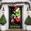 1 комплект гобеленов для гаражных ворот с 4 застежками-лентами в рождественском стиле с принтом Гринчи из мультфильма, создающий праздничную атмосферу для украшения фона для новогодней вечеринки