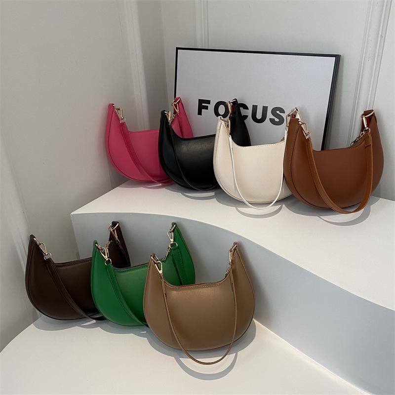 Женские сумки, сумки подмышками, модные сумки через плечо, простые однотонные сумки в форме полумесяца, универсальные сумки для поездок на работу