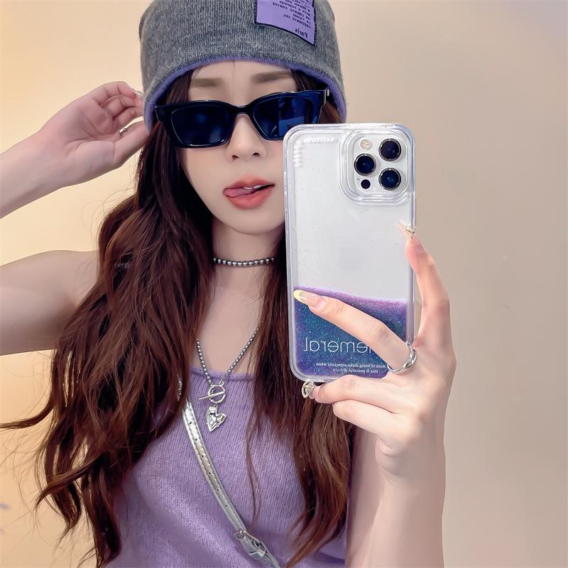 Блестящий жидкий зыбучий песок силиконовый чехол для телефона Apple 11/12/13/15 Pro Max, противоударный, английский динамичный модный