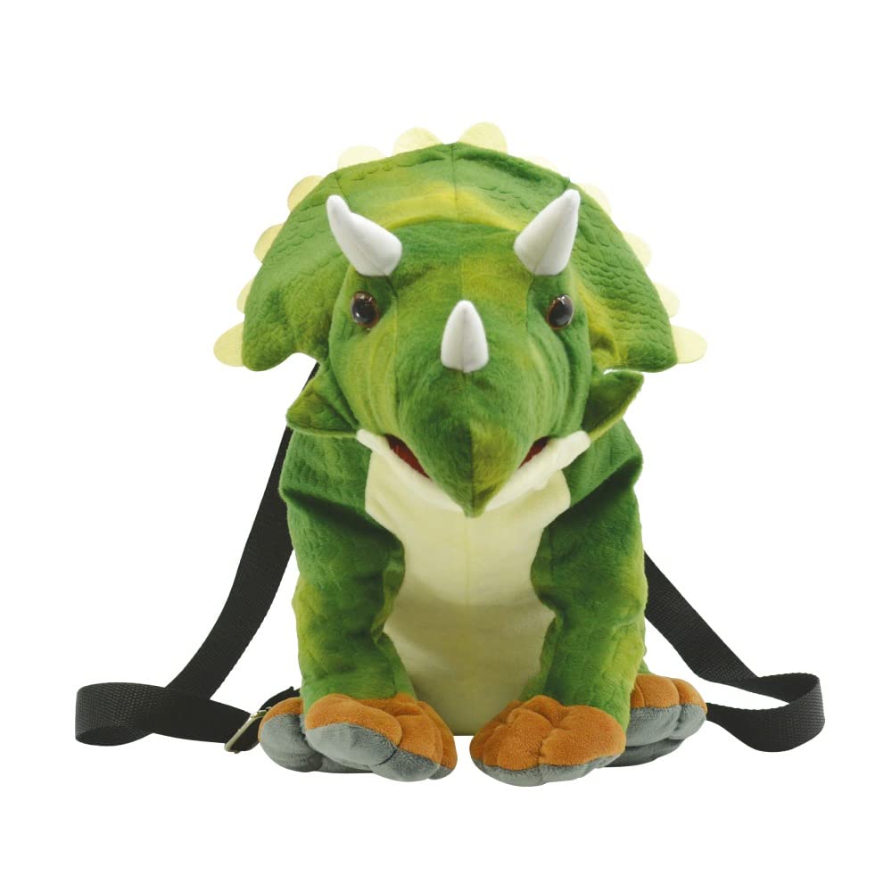 Yamani Dynamic Earth Triceratops Plush Backpack, Approximately 34cm H x 20.5cm W x 53cm D, Product Number 11155, Green