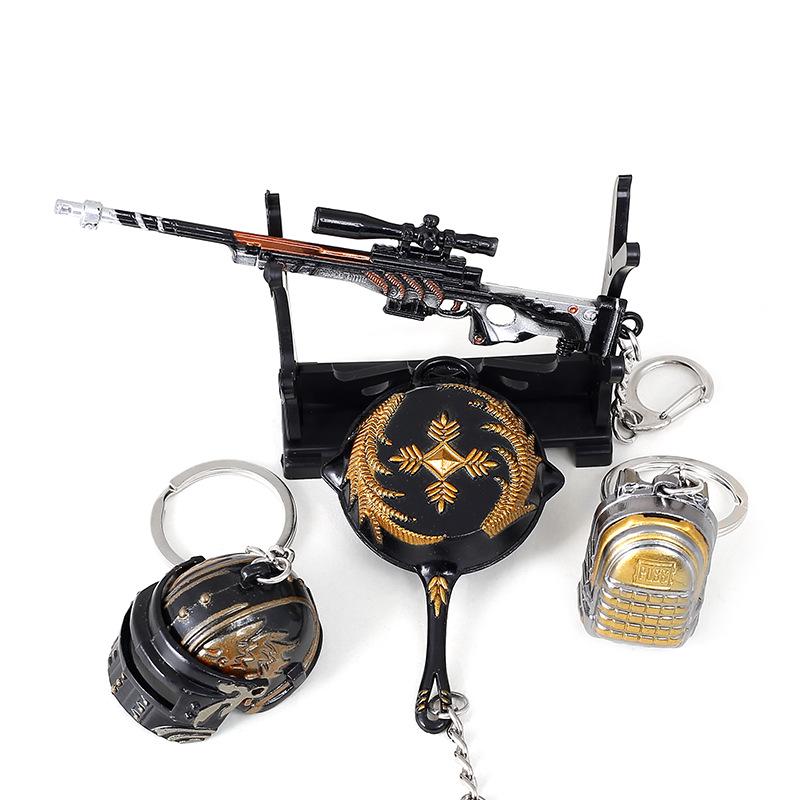 Chicken Game Metal Weapon Model Keychain: 12cm AKM 98K PUBG Pendant Gift