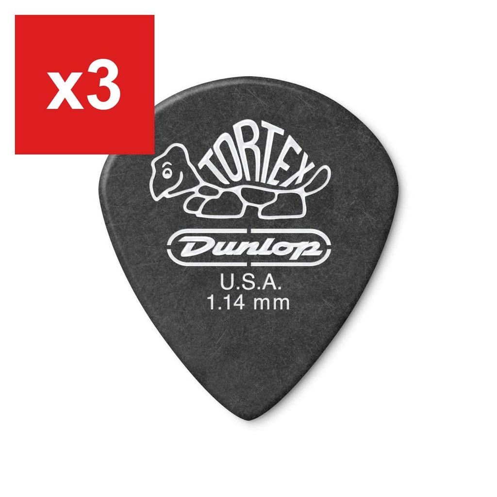 Guitar Picks, JIM DUNLOP, 482 Tortex Pitch Black Jazz III 1.14mm, 12-Pack