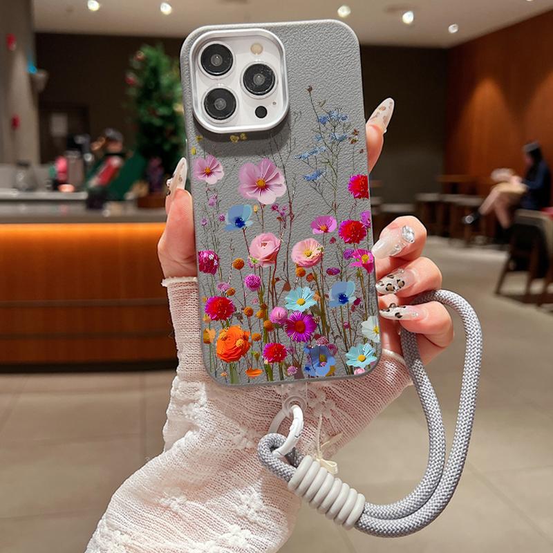 Матовый противоударный чехол с цветочным принтом роз для iPhone 16 Pro Max 15 14 Pro 13 12 11, мягкий ремешок для защиты линз, тонкий кожаный чехол для телефона с текстурой