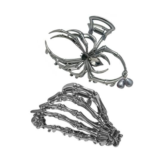 3 шт. Женские заколки для волос в форме паука, летучей мыши, черепа, руки, заколки для волос с противоскользящими зубцами, заколки для волос на затылок, аксессуары для укладки волос