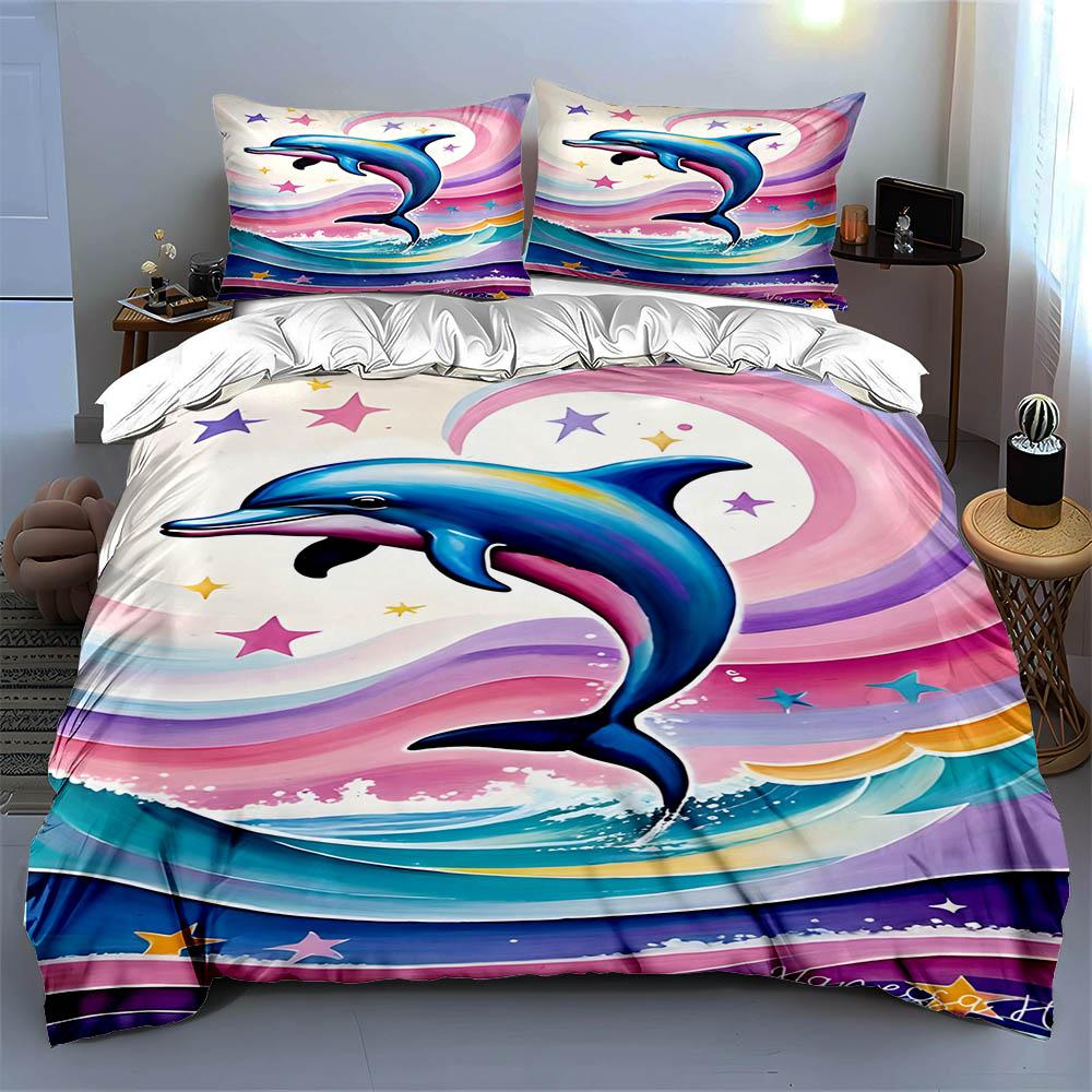 Dolphin ocean swirl Bedding Duvet cover sets Duvet covers Pillowcases gifts (1 * Duvet Cover 2 * Pillowcases, without duvet insert)