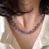 Natural Amethyst Beaded Necklace Women's National Style Simple High-end Sense Collarbone Chain Fashion Light Luxury Temperament Versatile Jewelry