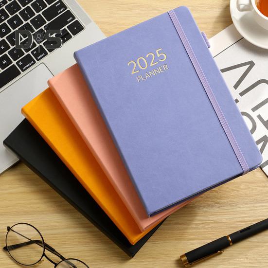 Планировщик блокнотов на 2025 год, ежедневный, еженедельный, ежемесячный календарь, плотная бумага, непромокаемый дизайн, обложка из искусственной кожи, офисный планировщик для учебы