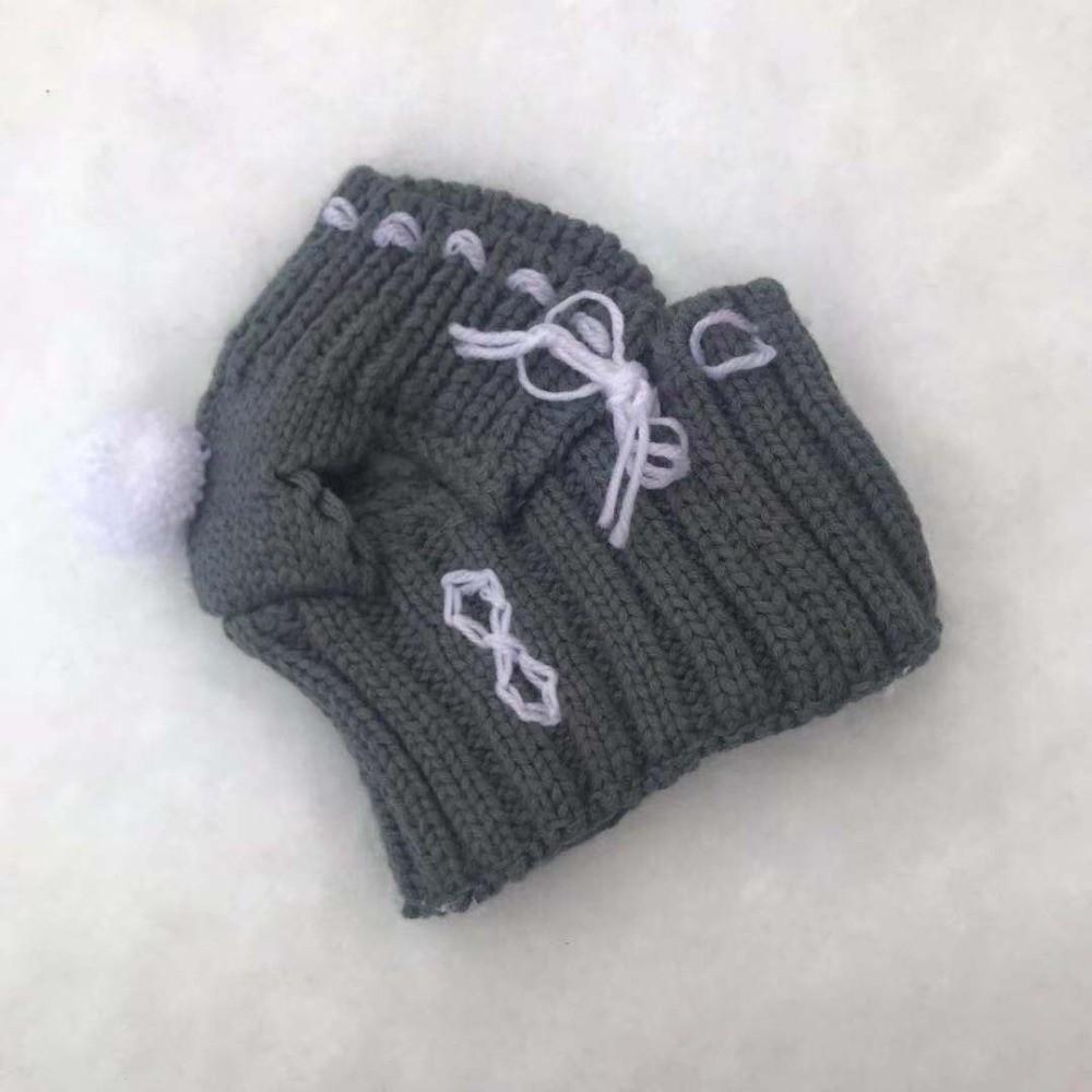 with a pom-pom Pet Head Wear Knitted Winter Dog Cap Cute Dog Hat for Small Dogs French Bulldog