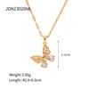 Youthway Stainless Steel  Pvd Gold Plated White Zircon Butterfly Pendant Necklace Waterproof Jewelry Gift