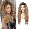 Long Curly Synthetic Wigs for Women Brown Ombre Wig Water Wave Hairstyle Natural Hair Sexy Female Wig Cosplay Halloween