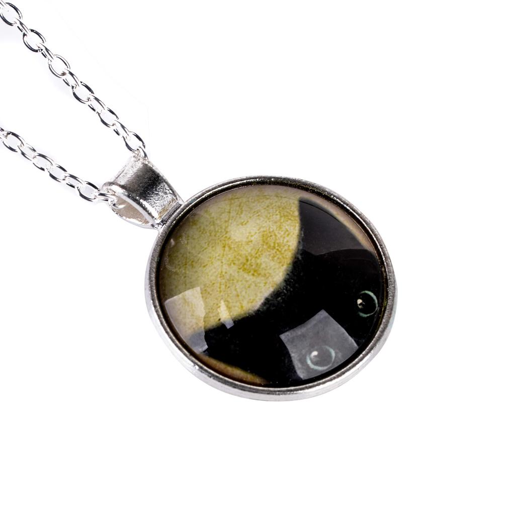 Винтажный стеклянный кулон с кабошоном и милым котом, подвеска-цепочка, ожерелье, ювелирные изделия