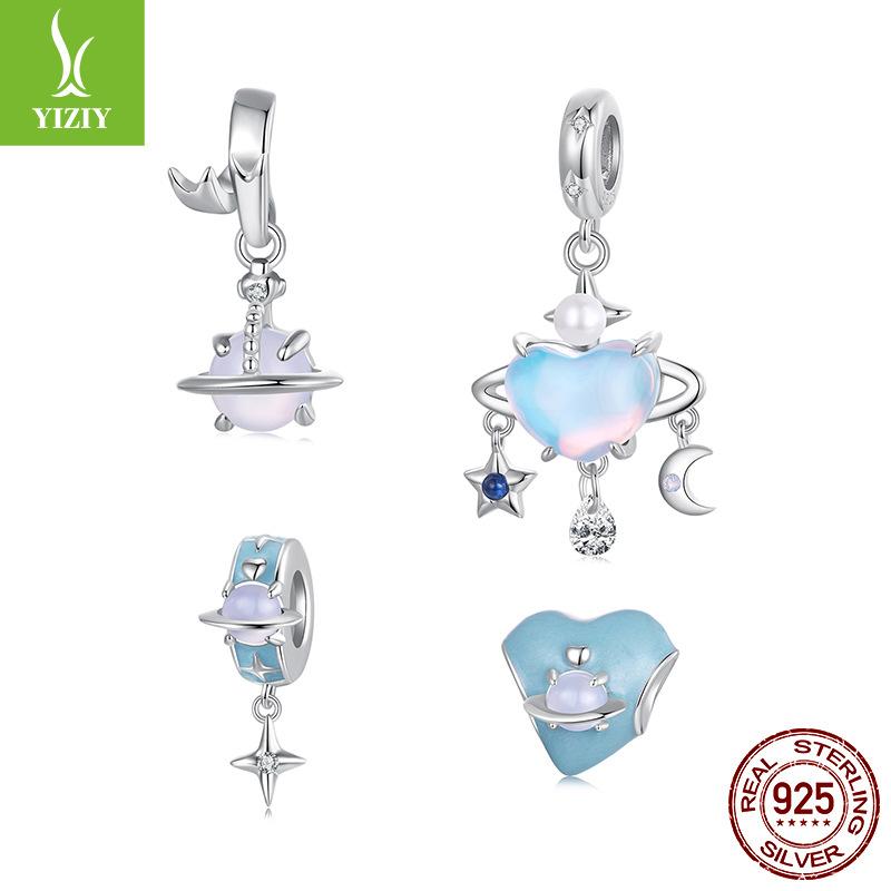 925 Silver Beads Children'S Fun Creative Blue Planet Interstellar Tour Series Diy Beaded Bracelet Accessories