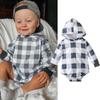 Newborn Baby Boys Girls Long Sleeves Plaid Hooded Romper Jumpsuit Clothes for 0-3 Years