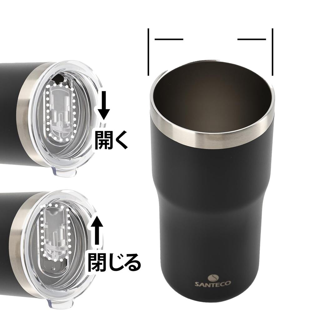 SANTECO TROSA Series Vacuum Insulated Tumbler with Keeps Drinks Hot or Stainless Wide Mouth White Lid, Cold, Stylish, 18/8 Steel, BPA-Free,