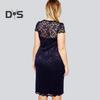 Summer Women See Through Lace Patchwork Mini Dress V Neck Short Sleeve Slim Fit Plus Size Party Dress Female Clothing
