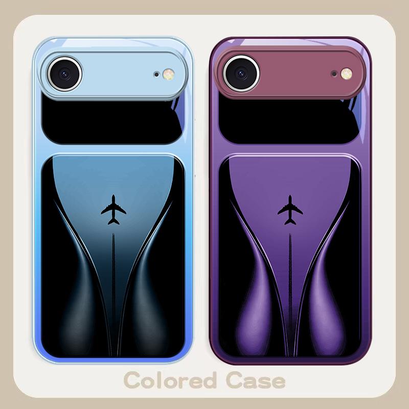 Самолет в постепенном полете Для iPhone 17 Air 16 E 15 14 13 Plus 12 mini 17 Pro Max 11Pro XR Xs 7 8 11 Закаленное стекло Чехол для телефона
