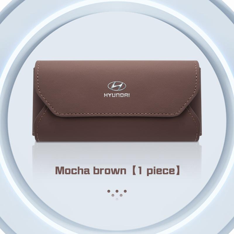 For Hyundai I40 I30 ix35 Tucson Santa Fe Elantra Azera Kona Leather Car Glasses Case Portable Sun Visor Sunglasses Holder DD4