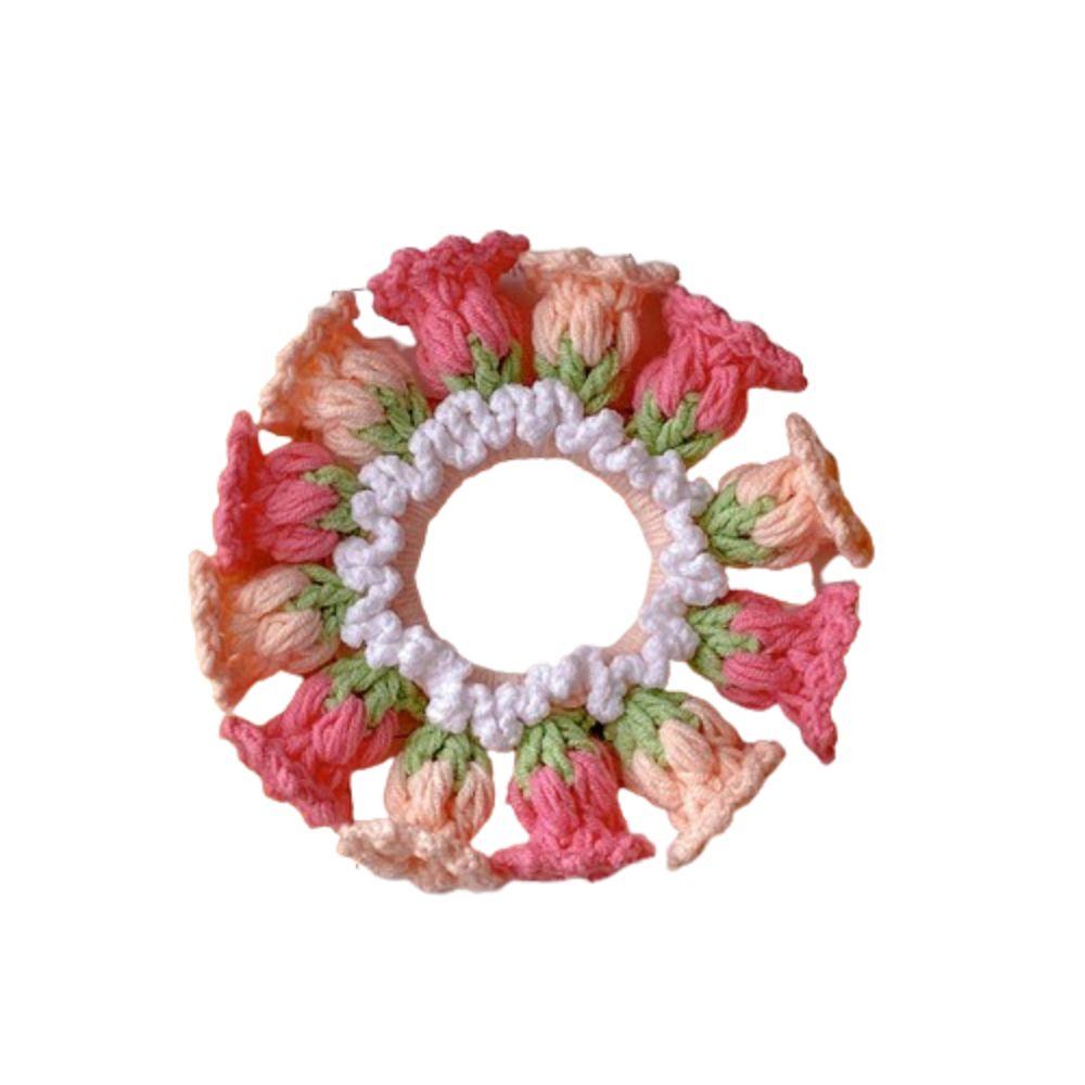 Elastic Knitted Hair Rope Handmade Sweet Hair Tie Cute Crocheted Flower Scrunchies Party