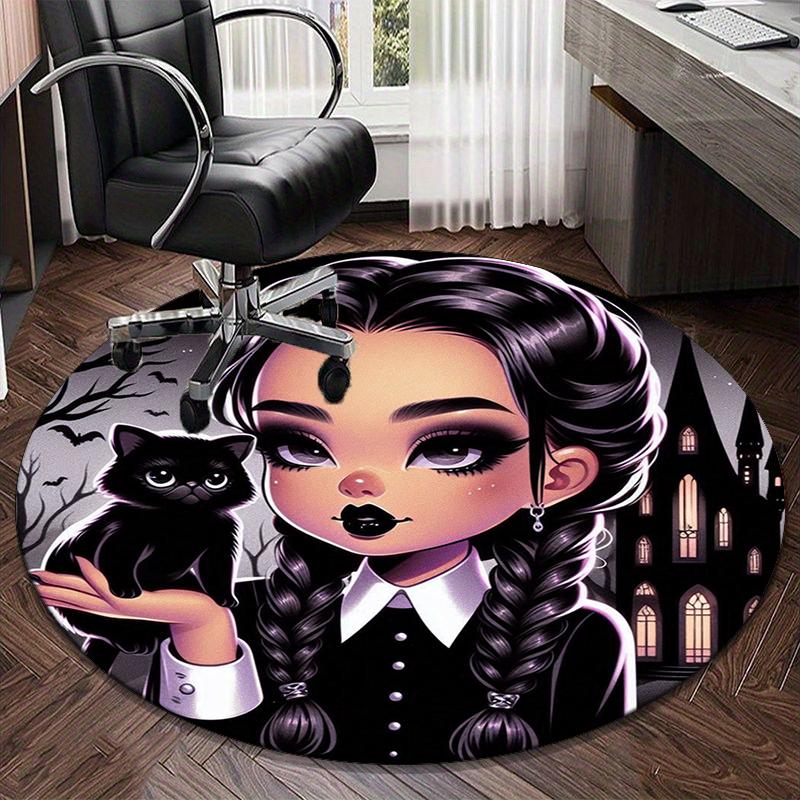 Gothic Fashion And Mystery round carpet Chair cushion Round Entryway Rug, Soft Round Rugs for Living Room, Bedroom, Circle Carpet decor gifts
