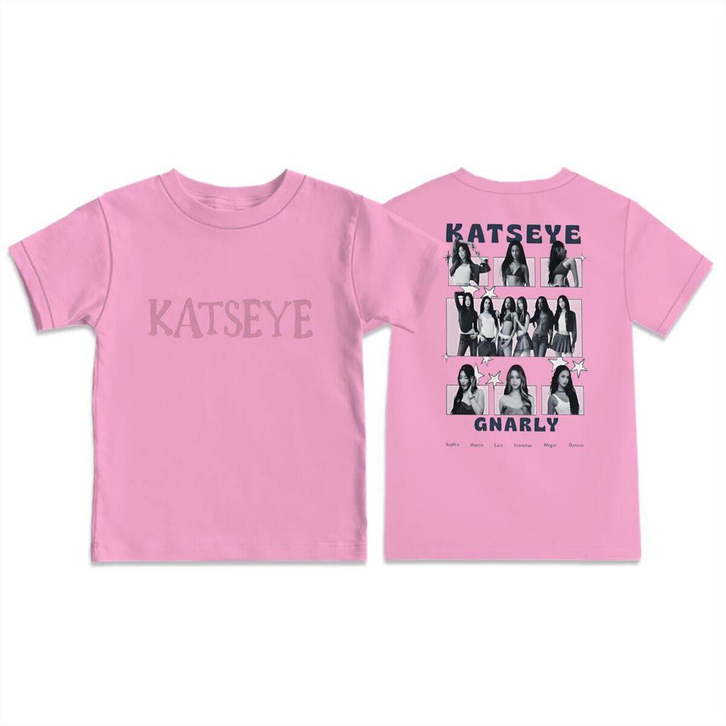 KATSEYE Trendy Girls' Printed Children's Round-neck Short-sleeved T-shirt for Summer Loose and Comfortable Casual Wear