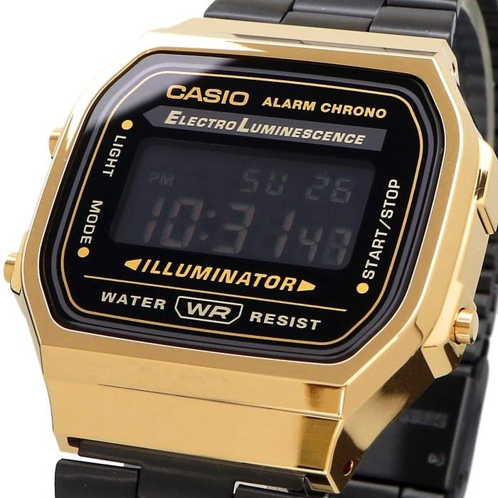 Casio Цифровые часы Винтажная серия A168WEGB-1B Черный x Золотой