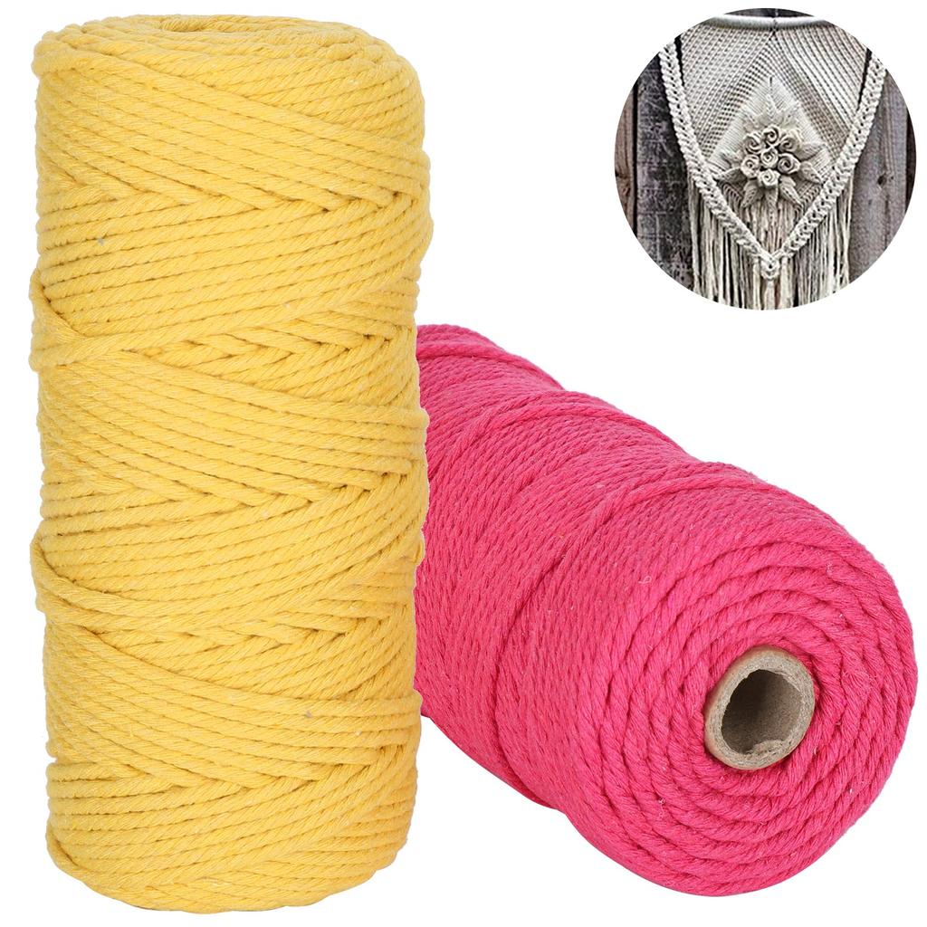 Натуральная хлопковая веревка Макраме Шнур Одножильная Пряжа для вязания Поделки DIY 3 мм 100 метров