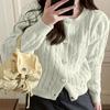 Autumn and Winter Knitwear Women's Sweater Embroidery Fashion Ageing Loose Twist Thickened Knitted Cardigan